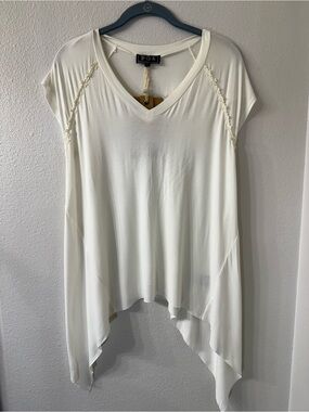 POL Shark Bite Hem Top – Stretchy Boho Tunic